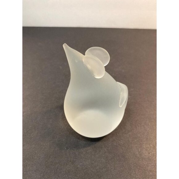 Mouse Paperweight Figurine Satin Frosted Art Glass Modernist - Picture 2 of 11